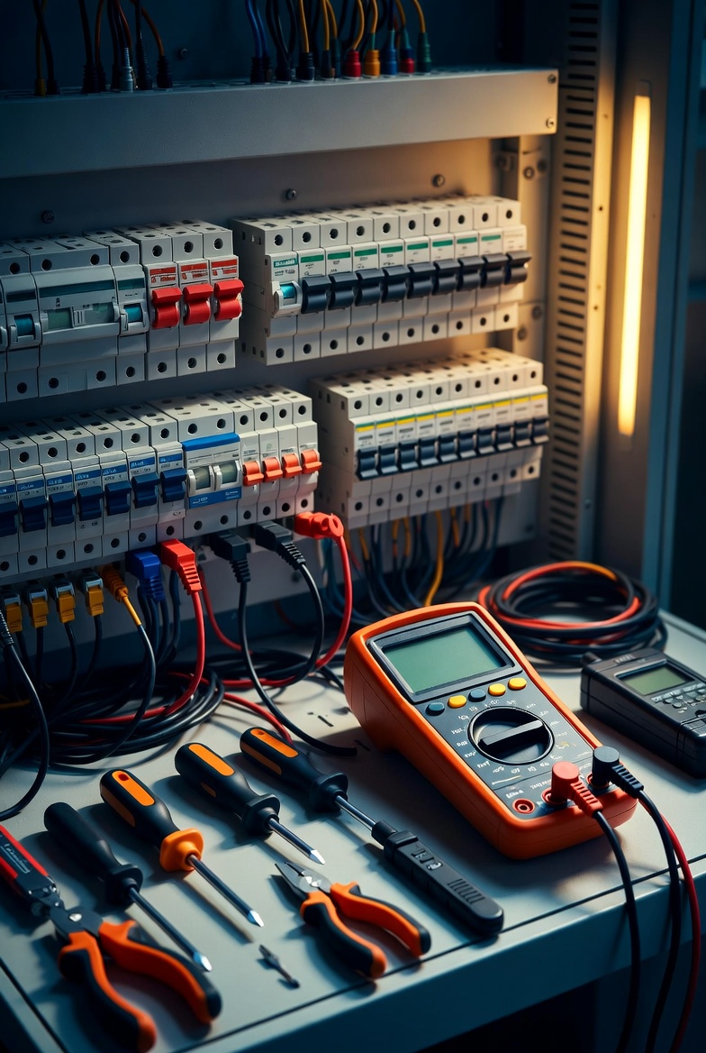 Neatly organized and securely bundled electrical wires inside a distribution panel.
